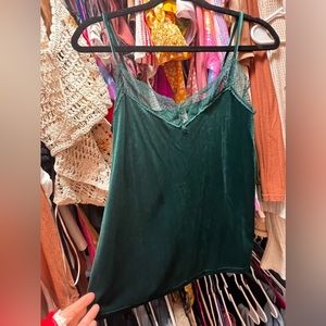 Green Velvet lace tank top